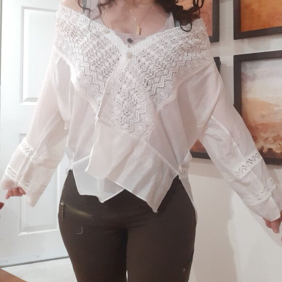 Anthropologie boho crochet silk blouse - Picture 7 of 16